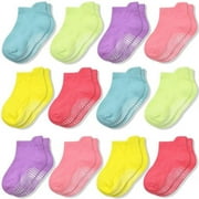 SkiBeaut Non Slip Toddler Socks 12 Pairs Ankle Socks with Grips for 0-7 Years Toddlers Baby Infant Kids Girls Boys